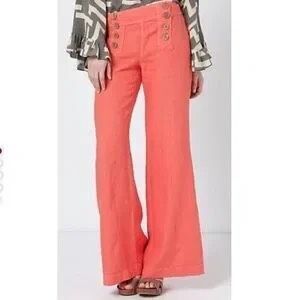 ANTHROPOLOGIE | elevenses | coral wide leg sailor pants 4